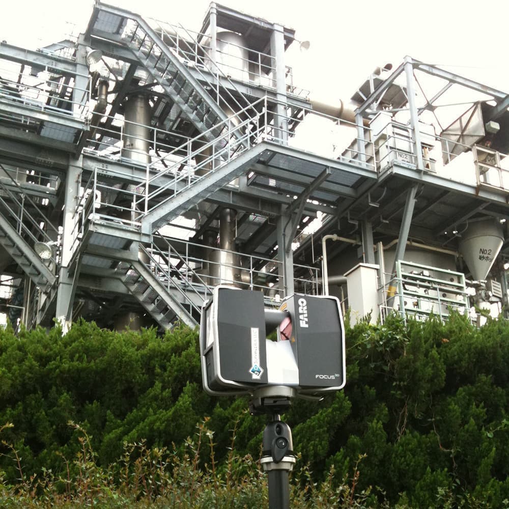 地上型レーザスキャナを用いて3次元点群作成を行う