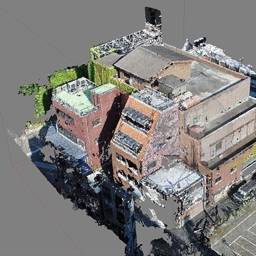 地上型レーザスキャナを用いて3次元点群作成を行う 建設ICT施工