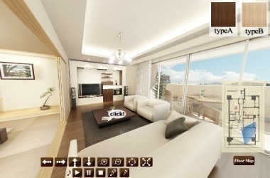 モデルルームのバーチャル内覧に活用できる360パノラマVRを提案しています